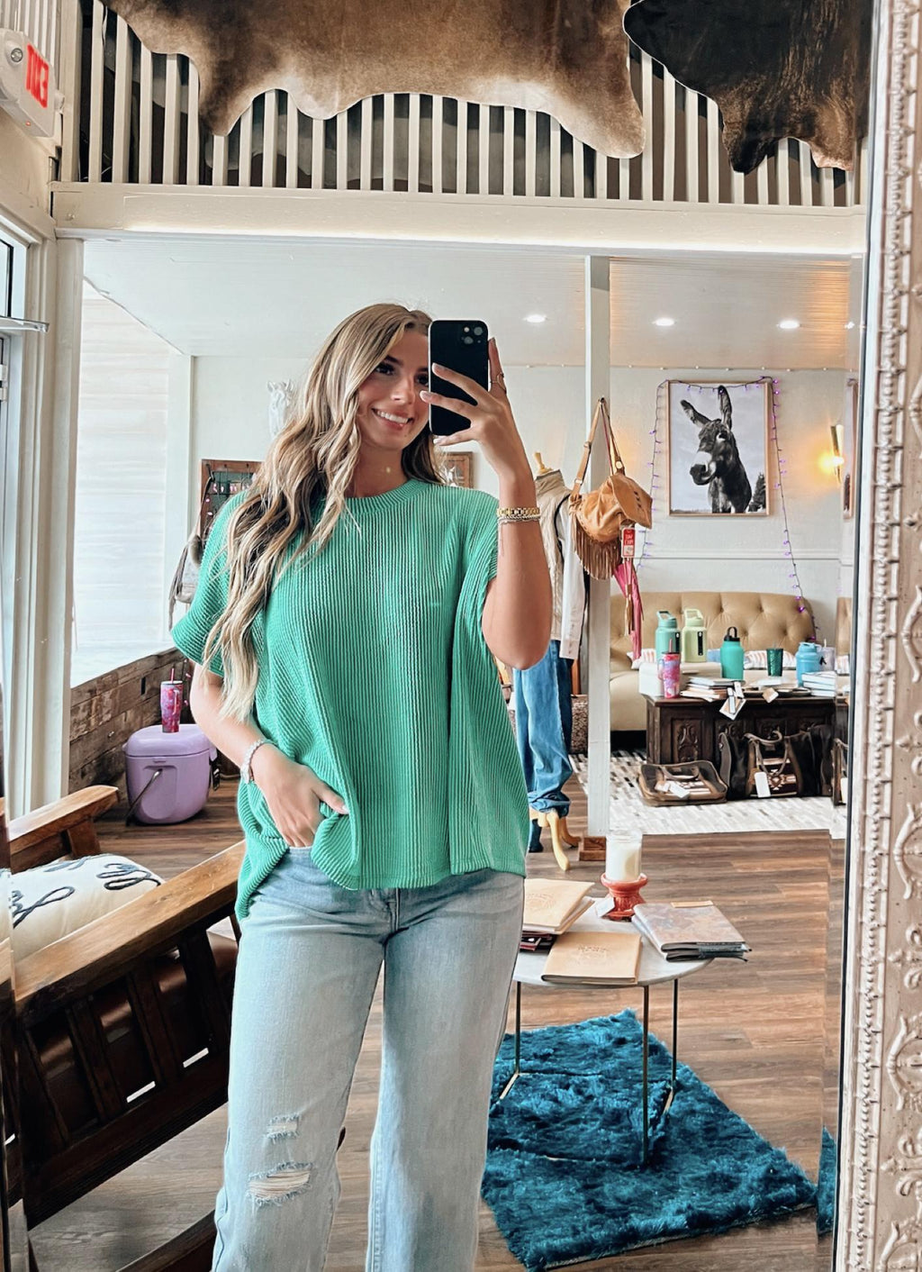 Kelly Green Corded Top