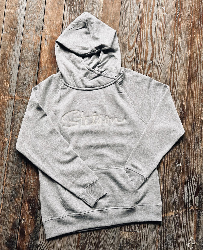 Grey Embroidered Stetson Hoodie