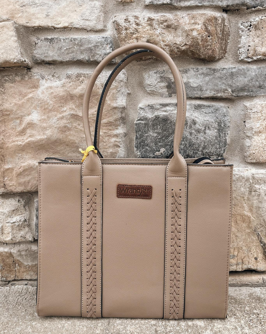 Wrangler Taupe Faux Leather Tote