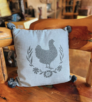 Chicken Pillow with Pompoms