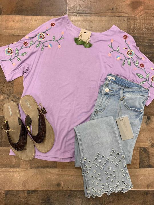 lavender embroidered shirt