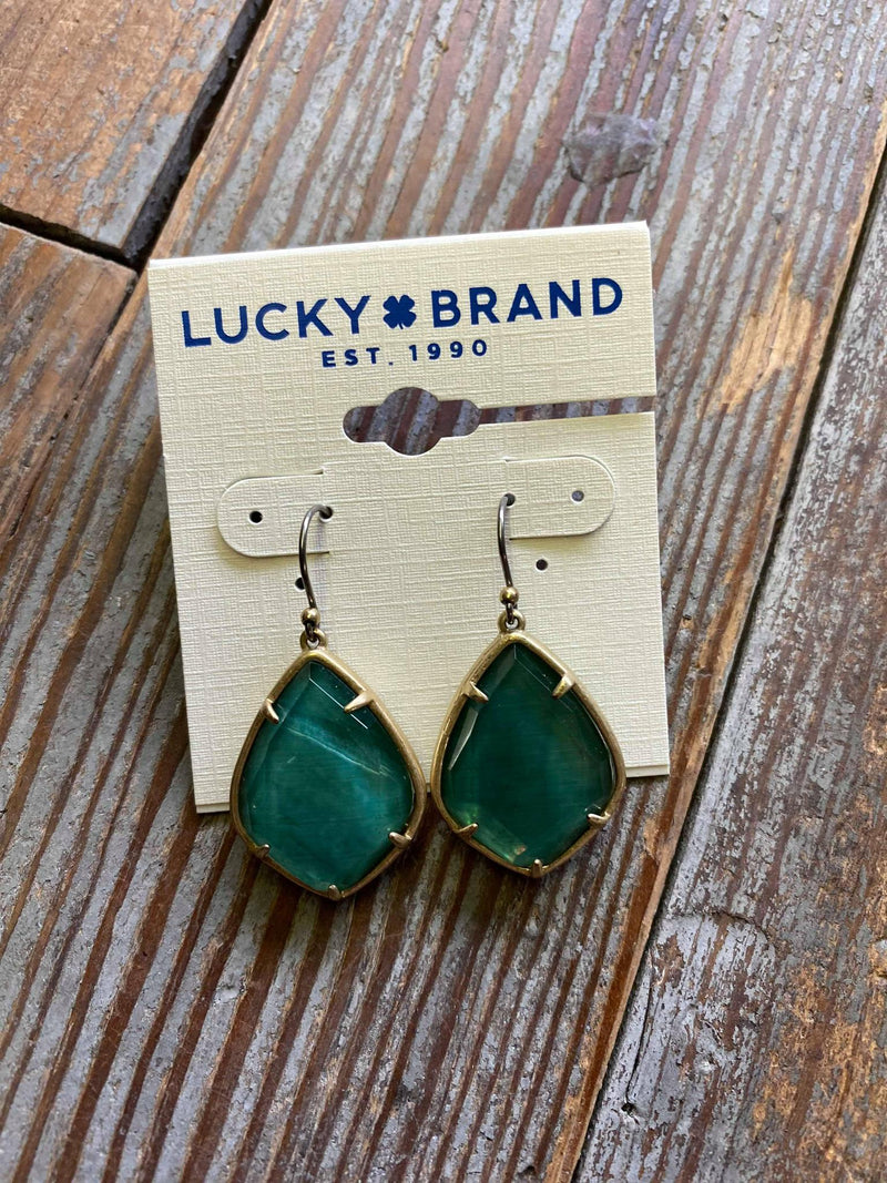 JWEL4310 Green Teardrop Lucky Earrings