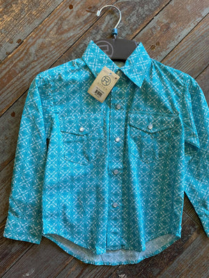 Boys Turquoise Pearl Snap