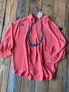 Coral Collared Vneck Blouse