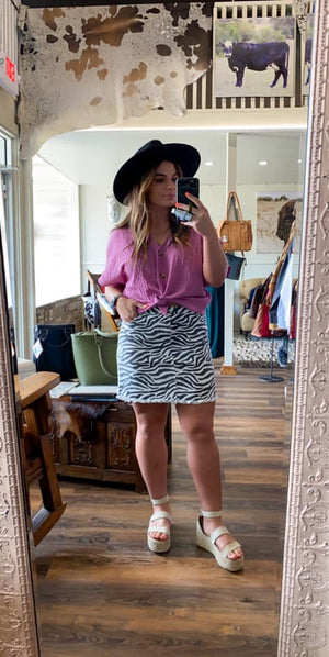 Zebra Denim Skirt