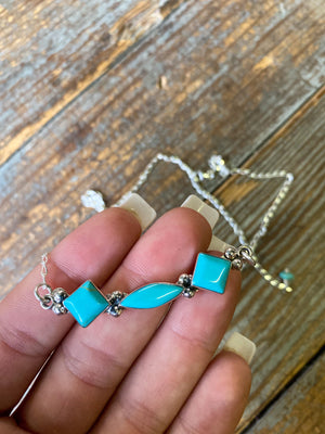 Turquoise and Sterling Triple Stone Necklace