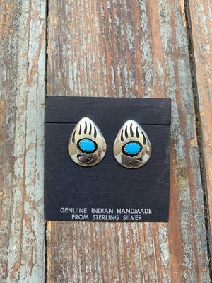 bear claw turquoise and sterling stud earrings