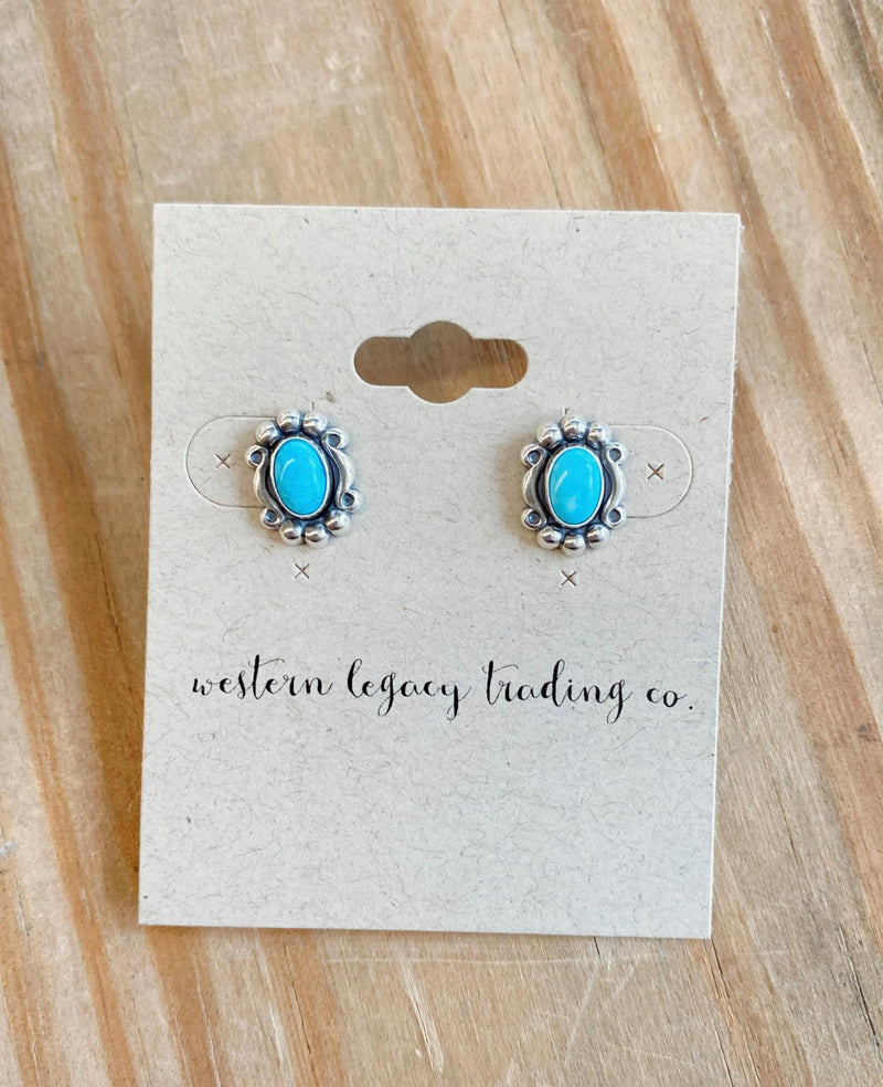 Oval Framed Turquoise Earrings