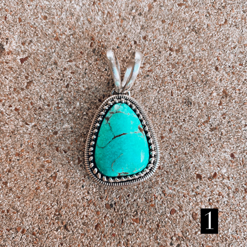 LRG Genuine Turquoise and Sterling Pendants