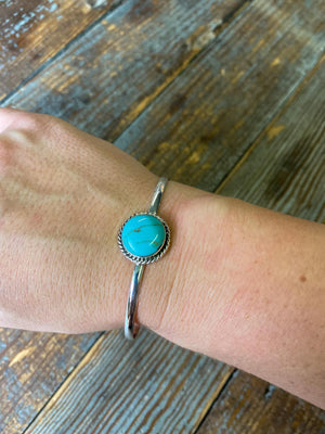 Simple Circle Turquoise and Sterling Cuff