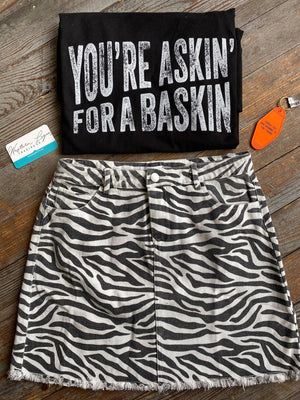 Zebra Denim Skirt