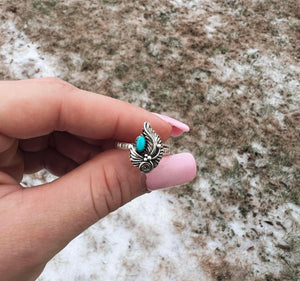Turquoise Feather Ring - multiple sizes
