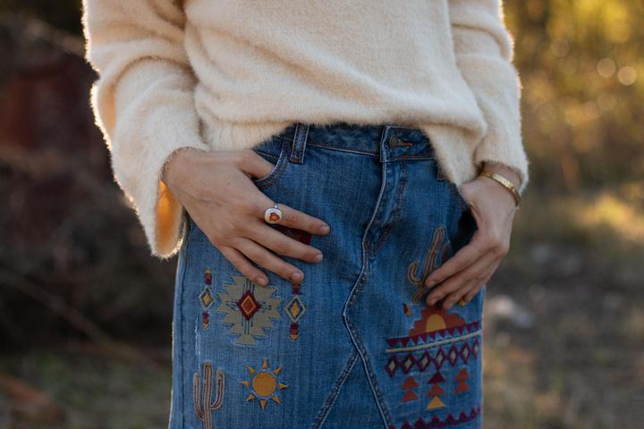 Stetson Embroidered denim mini skirt