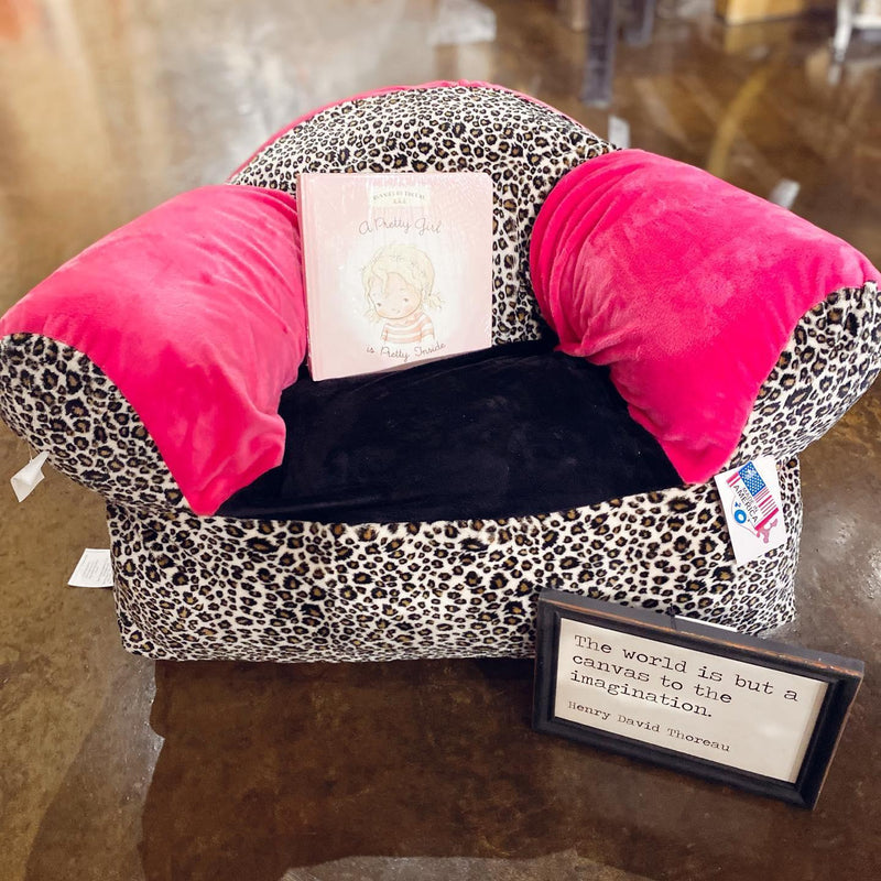 Hot Pink and Leopard Kids Plush Chair