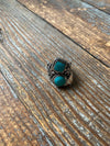 Floral Double Stone Turquoise and Sterling Ring