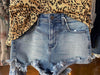 Denim Cutoff Shorts With Yoke Detail