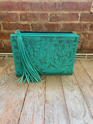 Tooled Turquoise clutch