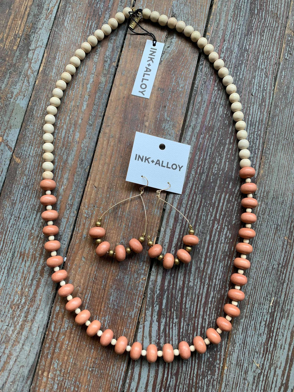 coral with natural midi necklace 32" Ink + Alloy