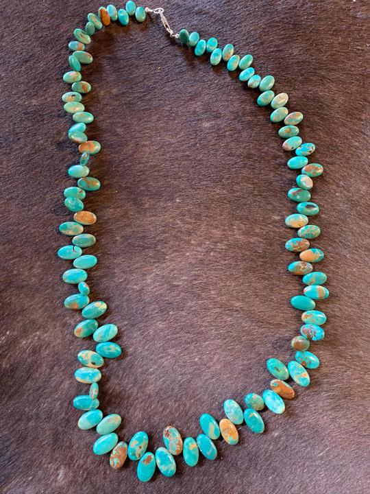 Oval turquoise necklace- genuine stone/sterling hardware