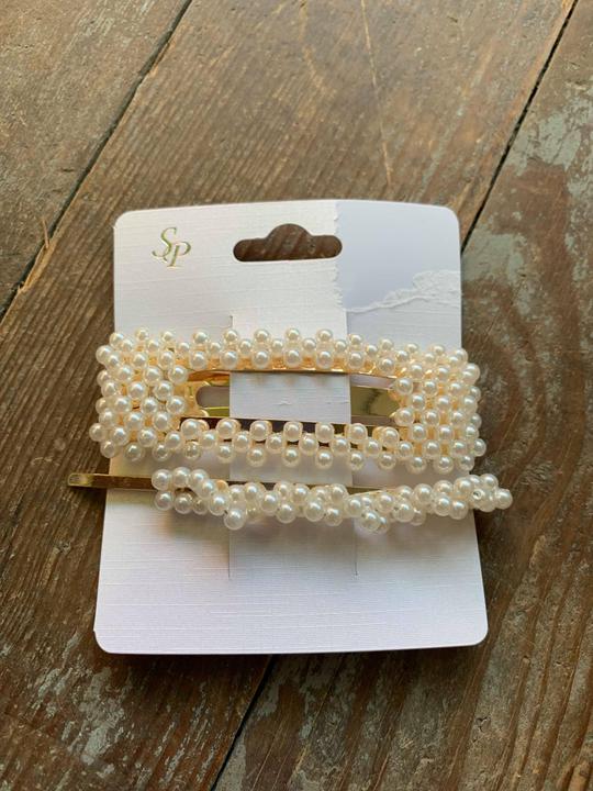 pearl rectangle hair clip & pin set
