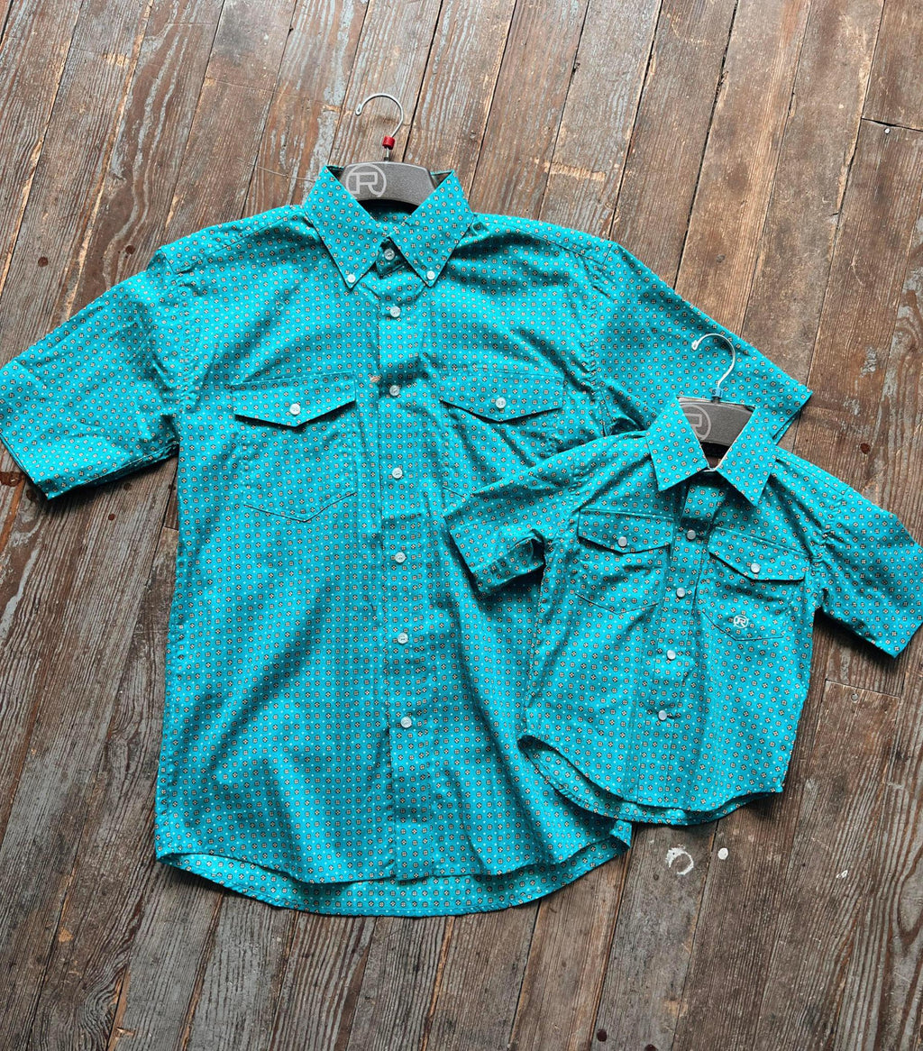Roper Turquoise Foulard Short Sleeve  Mens/Kids