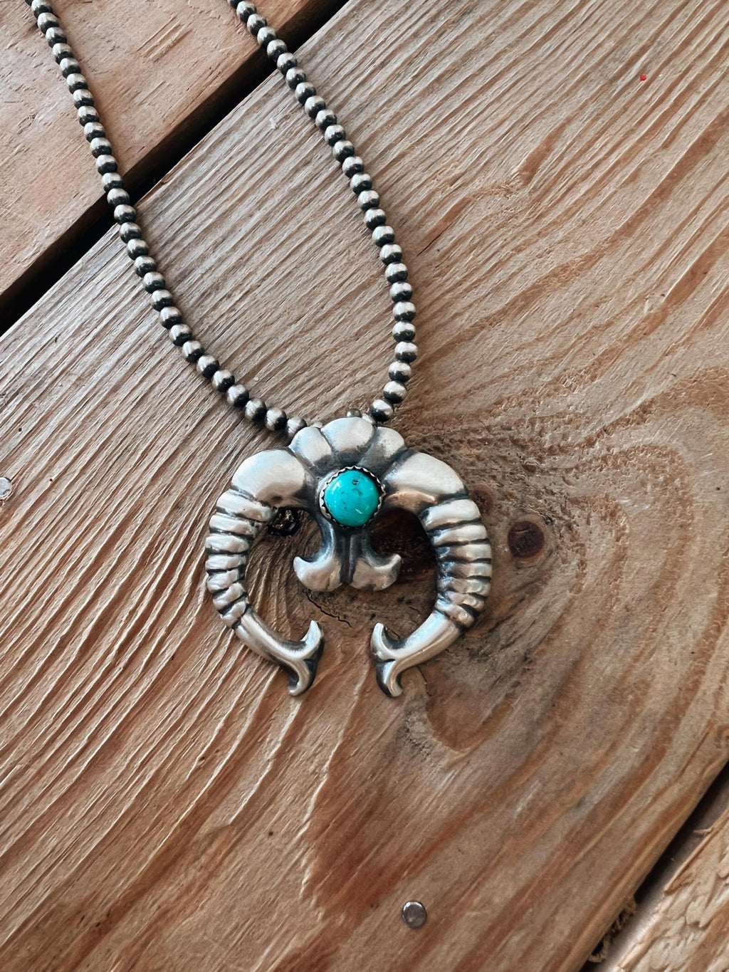 Simple Naja Genuine Turquoise and Sterling Necklace